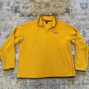Eddie Bauer | Golden Yellow 1/4 Zip Pullover Sweater Waffle Knit Outdoor Mens XL